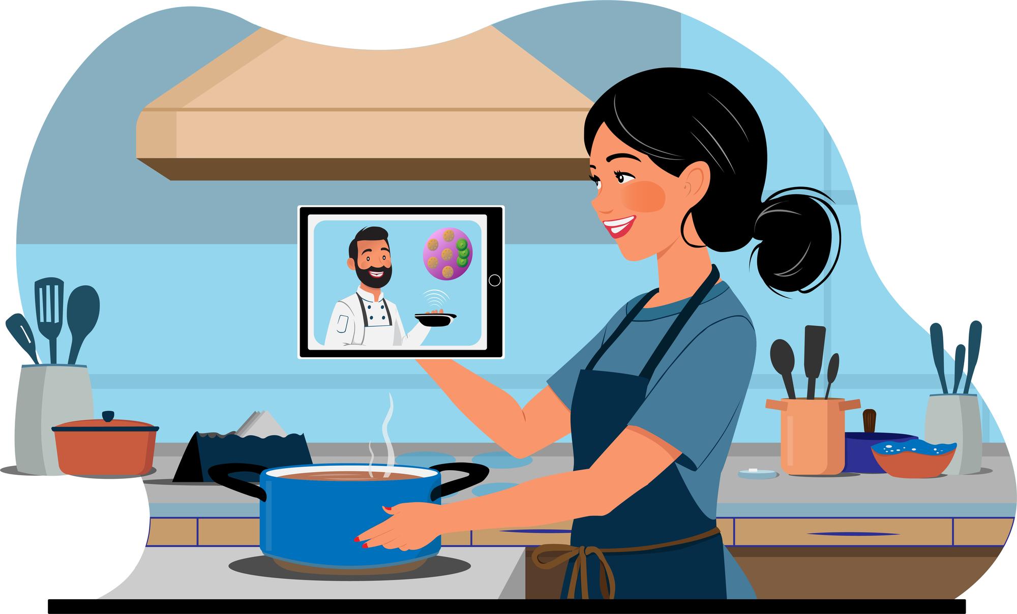 Instructor explaining a step in kitchen
